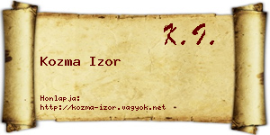 Kozma Izor névjegykártya